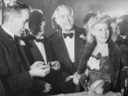 Julius Jaenzon, Charles Magnusson, Victor Sjöström och Irma Christenson under Filmteknikernas 10-årsjubileum.